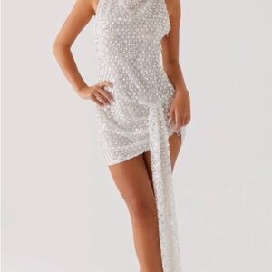 Peppermayo Shimmering White Sequin Fabric